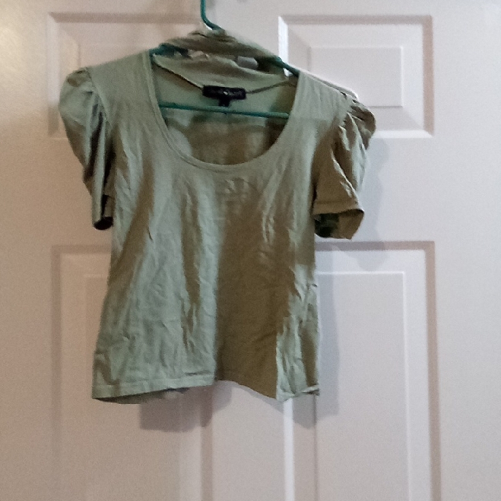 Derek Heart Sage Green Puff Sleeve Top